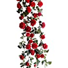 Lumierechat バラ 薔薇 ローズ 造花 シルクフラワー フラワー ガーランド ピンク レッド ホワイト イベント 装飾 デコレーション a-8106(1.8m/レッド)