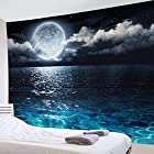 LB 夜景タペストリー 美しい満月の夜空と海 おしゃれな壁掛け インテリア ファブリック装飾用品 モダンなアート 多機能 模様替え 部屋 窓カーテン 個性ギフト 新居祝い 200ｘ150cm