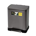 JAVA Lase ペダルビン ステンレス ゴミ箱 20L(30Lゴミ袋対応) チタニウムグレー 消臭剤ポケット付