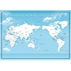 ミニマルマップ デザイナーズMAP 世界地図 シンプル で おしゃれ な インテリア ワールド マップ (A2, 空色)