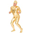 ピュア　全身タイツ　全２色　全２サイズ 金 きん ゴールド　Mサイズ　ぴちぴち　伸びる　顔出し　変装 宇宙人 ハロウィン コスプレ (ゴールド, M)