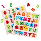 GEMEM 木製アルファベットパズル 大文字と数字パズル 教育学習ブロック ボードおもちゃ 3歳以上 未就学児向け 男の子 女の子 幼児 2個パック