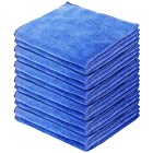 DABLOCKS マイクロファイバークロス ふきん 万能お掃除タオル 30×30cm、12枚セット(ブルー)