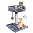 67i 猫用 キャットタワー ネコタワー 小さな猫 子猫 ミニ型 爪とぎ 玩具付き 昼寝タワー 猫のおもちゃ コンパクト 組立簡単 (グレー)