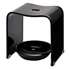 クーアイ(Kuai) アクリル バスチェア＆ボウルセット 風呂椅子 洗面器 セット Lサイズ 高さ35cm（ブラック）