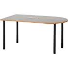 法人様向け オフィスコム 会議用テーブル 半楕円型 U型ミーティングテーブル2 配線ボックス付き 幅1600×奥行900×高さ720mm チャコールグレー OC-UMT2-1690-CG