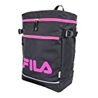 FILA（フィラ）スクエアリュック タウンリュック 箱型 BOX ロゴ 軽量 通学 リフレクター付き (ピンク)