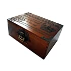 オリオン本舗 アンティーク調 木製 鍵付 ボックス レトロ ビンテージ調 装飾 小物入れ 25cm巾 大きめサイズ