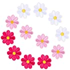 WATASHINO ワッペン アイロン アップリケ 花 4cm 12枚セット 女の子 子供 刺繍 かわいい (MIX・ ピンク系)