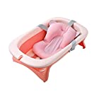 【BabaMama】子供 赤ちゃん用 お風呂 ベビーバス スポンジバスネット付き 折り畳み式 ピンク