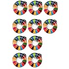 【国連本部公式最新仕様】SDGs バッジ 25mm銀色丸み仕上げ【10個】SDGsバッチ ピンバッチ SDGs 帽子 バッグにも最適 かわいい 帽子 バッグにも最適 留め具30個付き