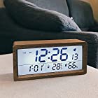 デジタル 目覚まし時計 おしゃれ アラーム時計 天然木製 スタイリッシュ インテリア置き時計 リビング 寝室 ベッドサイド 叩くだけでアラームが止まる 電池式 持ち運べる (スタイリッシュブラウン)