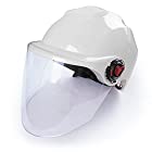 シールド付きヘルメット フェイスガード付きヘルメット 作業用ヘルメット 安全帽 飛沫防止 風雨を防ぐ バイザー付き (ホワイト)