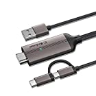 USB Type C/Micro USB to HDMI変換ケーブル 高速転送 4K 2in1 Androidスマホ 映す 変換アダプター テレビ DRYMOKINI AVアダプタ 設定不要 画面と音声同時出力 Sony/HUAWEI/Galax