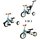 Nijakise子供用三輪車 5in1三輪車 ランニングバイク 1歳から5歳まで コンパクト 超軽量 ベビーカー 組み立て簡単 サドルシート ハンドル 調整可能 手押し棒付き シートベルト付き