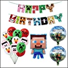 マインクラフト Minecraft 誕生日 飾り付け 風船 バルーン ガーランド 男の子 スティーブ バースデー ケーキ お祝いセット… (タイプA)