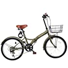 AIJYU CYCLE 自転車 折りたたみ自転車 20 インチ ミニベロ [AJ-0201] (カーキ)