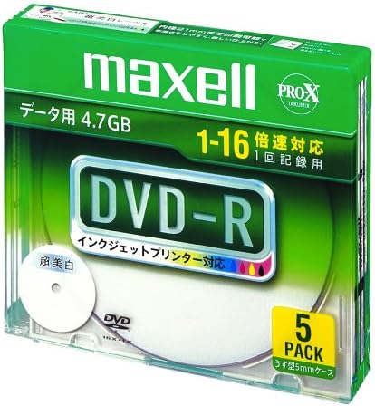 maxell データ用 DＶD-R 4.7GB 16倍速対応 インクジェットプリンタ対応ホワイト(ワイド印刷) 5枚 5mmケース入 DR47WPD.S1P5S A