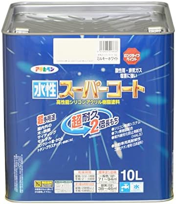 アサヒペン ペンキ 水性スーパーコート 水性多用途 ミルキーホワイト 10L