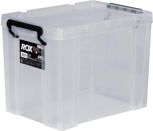天馬 耐久性に特化した収納ボックス 日本製 ロックス クリアケース コンテナボックス 押入れ クローゼット 衣装ケース プラスチック 幅30×奥行44×高さ32cm ROX 440L