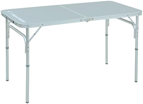 (キャンパーズコレクション 山善) テーブル キャンプ アウトドア 折りたたみ式 組立簡単 耐熱・耐滴加工 軽量 コンパクト 高さ調整(2段階) シルバー フォールディングテーブル YAT-1260 /YAT-1280 /YAT-6090 /YAT-606