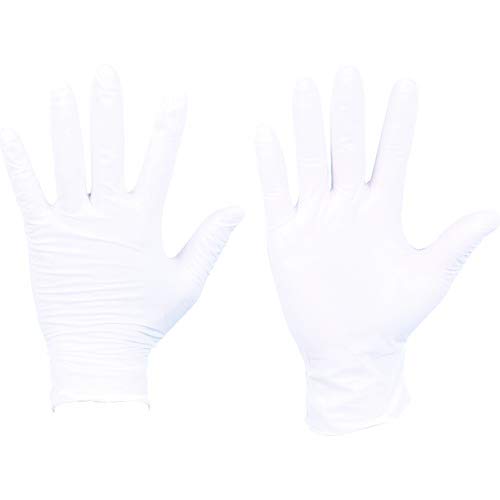 TRUSCO(トラスコ) ニトリル 使い捨て 極薄 手袋 S ホワイト 白 粉付 0.1 100枚 DPM6981NS S