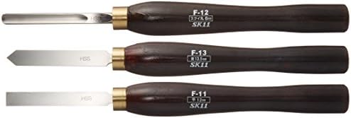 SK11 ハイス鋼 木工旋盤用バイト 3本組 平12mm・スクイ丸9mm・剣13.5mm F-10S