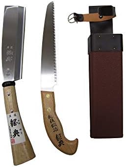 五十嵐刃物工業 鋼典 鉈・ノコギリ 2丁差し (片刃) 鉈180mm・ノコギリ210mm C-50