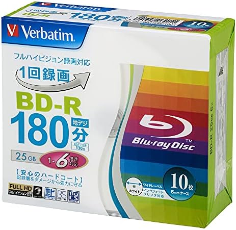 バーベイタムジャパン 三菱ケミカルメディア Verbatim 1回録画用 BD-R VBR130RP10V1 (片面1層/1-6倍速/10枚) ホワイト