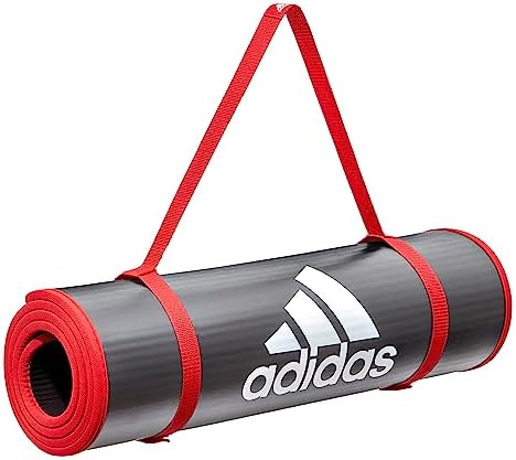 adidas(アディダス) トレーニングマット/ヨガマット 10mm 厚め 幅広 耐久性 滑り止め ストラップ付