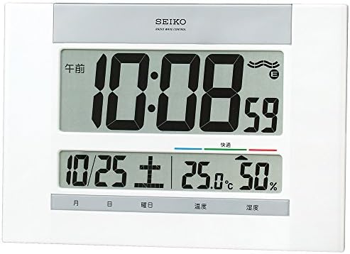 セイコークロック 掛け時計 置き時計 兼用 電波 デジタル カレンダー 快適度 温度 湿度 表示 薄型 白 パール SQ429W