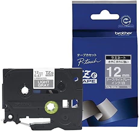 ブラザー工業 TZeテープ おしゃれテープ(つや消しライトグレー地/白字) 12mm TZe-MQL35