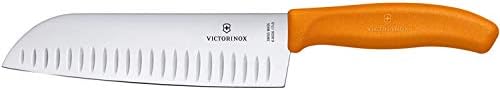 VICTORINOX(ビクトリノックス) 三徳包丁 溝付 17cm オレンジ スイスクラシック 万能包丁 6.8526.17L9-X1