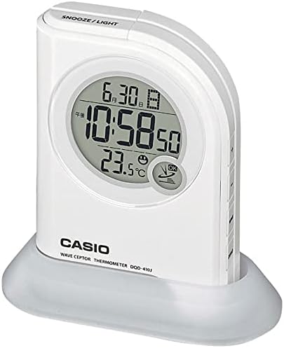 CASIO(カシオ) 目覚まし時計 電波 デジタル ウェーブセプター 懐中電灯 機能 温度 カレンダー 表示 ホワイト 10.3×7.2×2.4cm DQD-410J-7JF