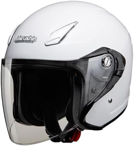 マルシン(MARUSHIN) バイクヘルメット インナーバイザー(スモーク)付き ジェット M-430 ホワイトメタリック フリーサイズ (57-60cm) 4301