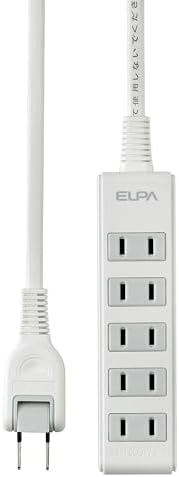 エルパ (ELPA) コンパクトタップ 電源タップ 延長コード 125V 5個口 1.0m ホワイト LPT-501N(W)