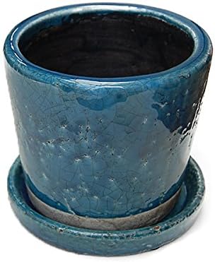 ダルトン(Dulton) 園芸用品 カラー グレーズド ポット ミッドナイトブルー Mサイズ 底穴あり COLOR GLAZED POT M.BLUE CH13-G476MBL