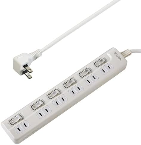 エルパ (ELPA) スイッチ付タップ コンセント 延長コード LED 上差し 6個口 3ｍ WLS-LU63EB(W)