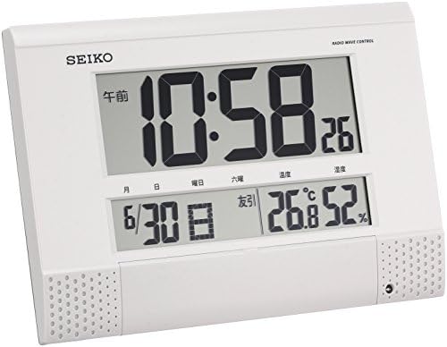 セイコー クロック 掛け時計 置き時計 兼用 電波 デジタル プログラム機能 カレンダー 六曜 温度 湿度 表示 コンパクト 白 パール SQ435W SEIKO