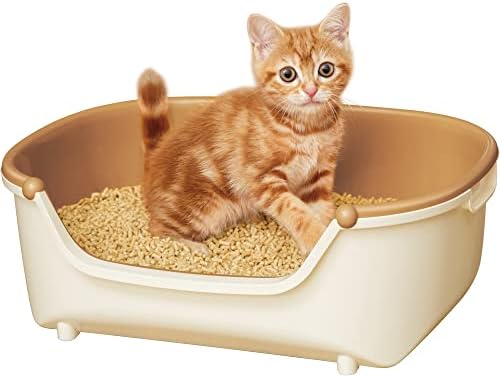 ニャンとも清潔トイレセット (約1か月分チップ・シート付) 猫用トイレ本体 すいすいコンパクト アイボリー&ペールオレンジ 子猫、小柄な猫用