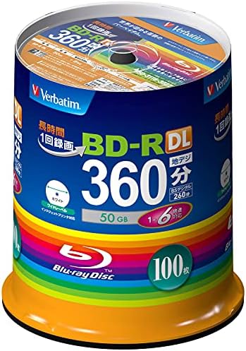 Verbatim バーベイタム 1回録画用 ブルーレイディスク BD-R 50GB 100枚 ホワイトプリンタブル 片面2層 1-6倍速 VBR260RP100SV1