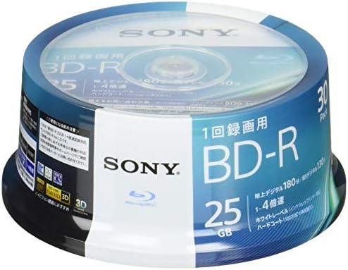 ソニー ブルーレイディスク BD-R 25GB (1枚あたり地デジ約3時間) 1回録画用 30枚入り 4倍速ダビング対応 ケース無し 30BNR1VJPP4