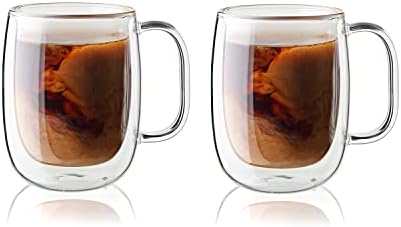 Zwilling ツヴィリング 「 ダブルウォール グラス コーヒーマグ 350ml 2pcs セット 」 断熱 保冷 保温 取っ手 二重構造 カップ お茶 電子レンジ対応 39500-112