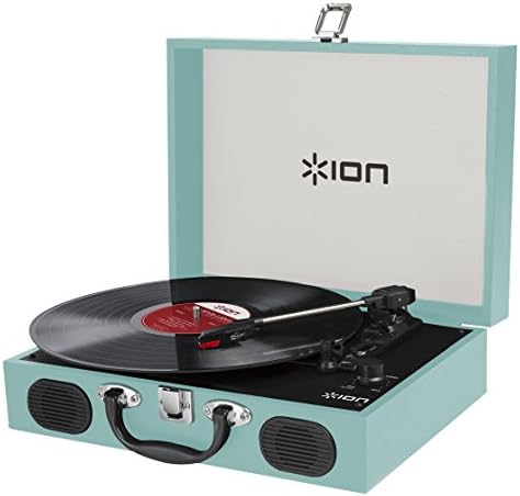 ION Audio ポータブルレコードプレーヤー スーツケース型 スピーカー内蔵持ち運び 電池でも稼働 Vinyl Transport 水色