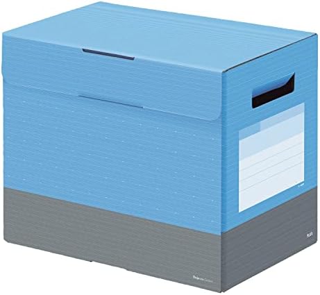 PLUS(プラス) プラス ファイルボックス フタ付き A4横 背幅200mm デジャヴ スカイブルー 76-461
