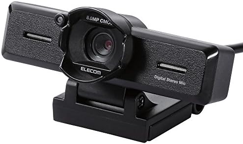 エレコム WEBカメラ UCAM-C980FBBK フルHD 30FPS 800万画素 ステレオマイク内蔵 高精細ガラスレンズ レンズフード付 ケーブル長1.5m ブラック