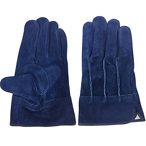 (エース) 作業手袋 ブルー 牛床革手袋 オイル 外縫い 内綿 Lサイズ AG4813 蒼龍