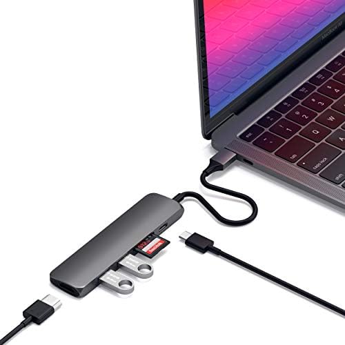 Satechi スリム V2 マルチ USB-Cハブ 6in1 (スペースグレイ) USB-C PD(60W) 4K HDMI(60Hz) Micro/SDカードスロット USB-A (MacBook Pro/Air2018以降/M1/M2/M3