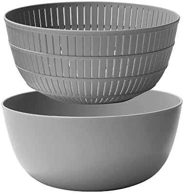 ライクイット ( like-it ) ざる ボウル 樹脂製 Colander&Bowl 米とぎにも使える ザルとボール Ф22.7×高10.4cm ボウル:Ф23.7×高10.7cm グレー 日本製 水切り 湯切り可能 3.2L