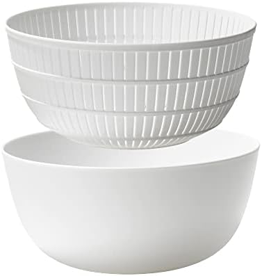 ライクイット (like-it) ざる ボウル Colander&Bowl 米とぎにも使える ザルとボール 樹脂製 3.2L 約Ф22.7×高10.4cm ボウル:約Ф23.7×高10.7cm ホワイト 日本製 水切り 湯切り可能